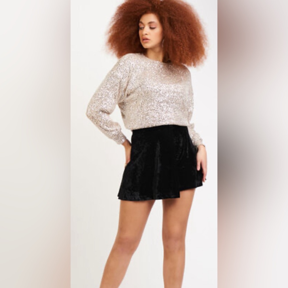 NWT DEX Sequin Crew Neck Long Sleeve Blouse